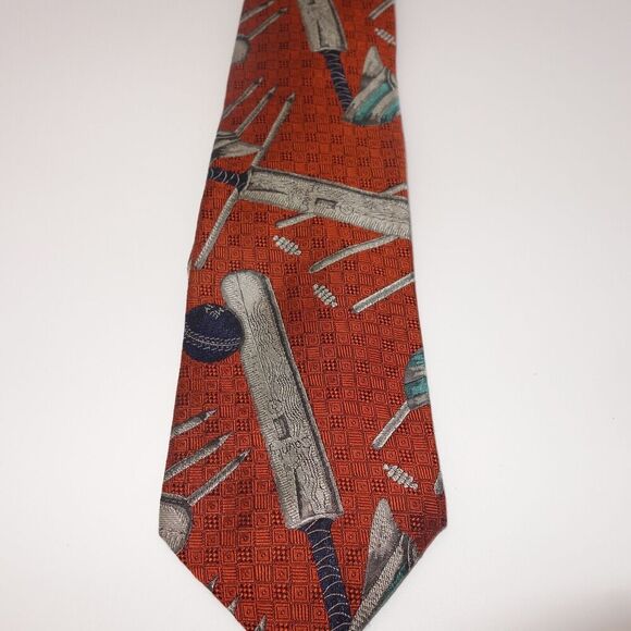 Vintage Ferrell Reed Eclectic Cricket Neck Tie 100% Silk Made in England - Picture 3 of 7